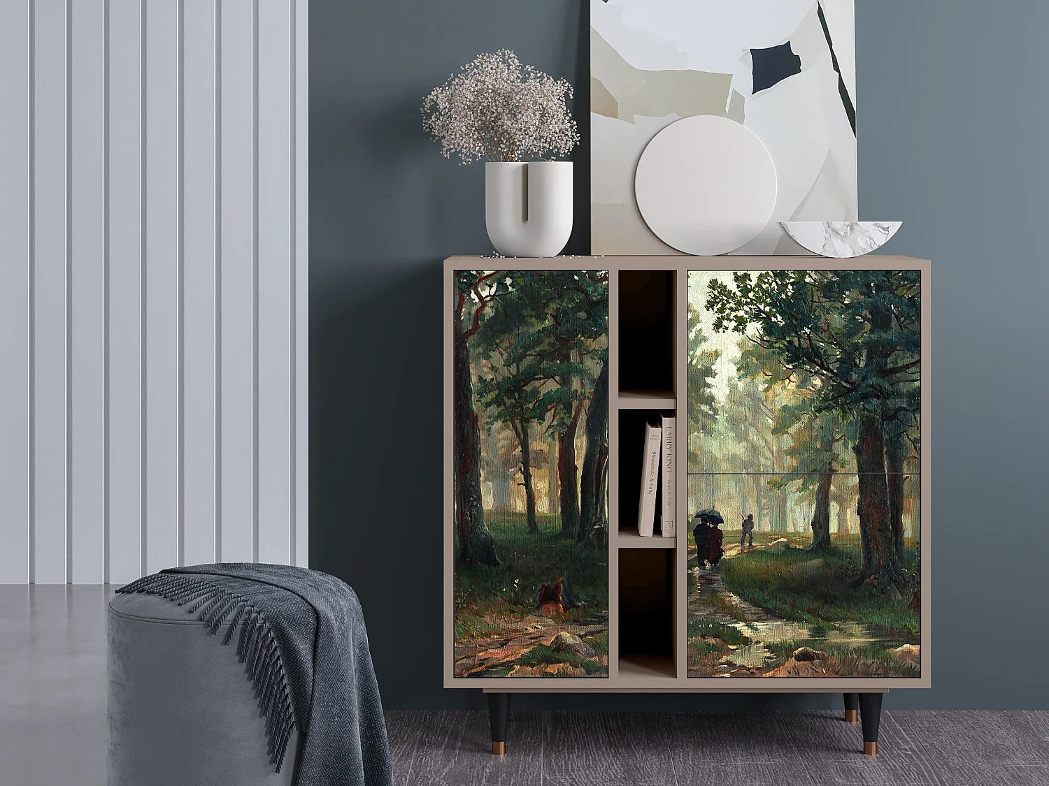 Kredens - 94х96х41 cm - BS5 -  Rain in the Oak Forest, Latte