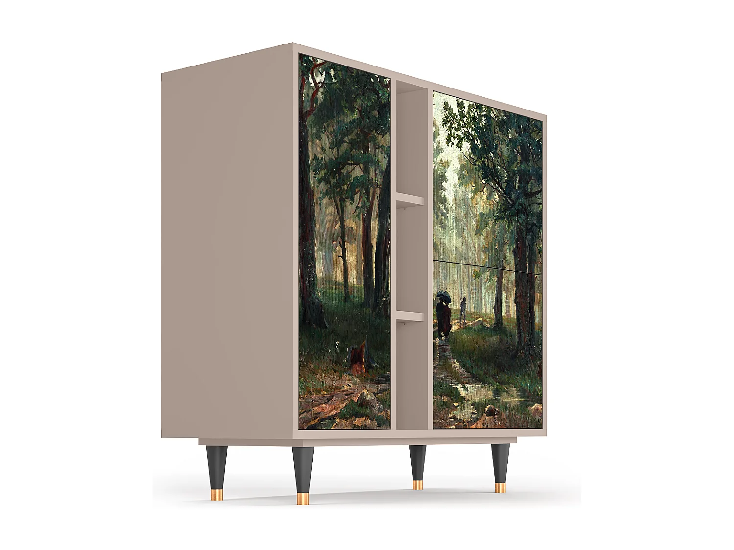 Kredens - 94х96х41 cm - BS5 -  Rain in the Oak Forest, Latte