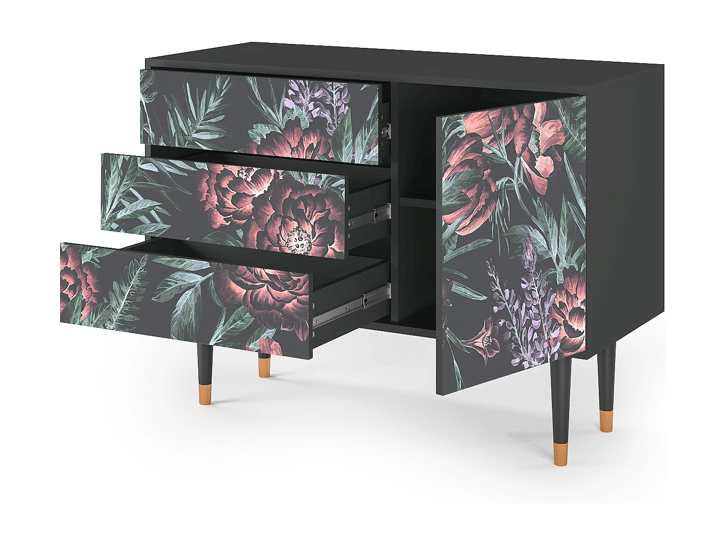 Buffet - 115х84х41 cm - S3 - Dark Peonies, Anthracite