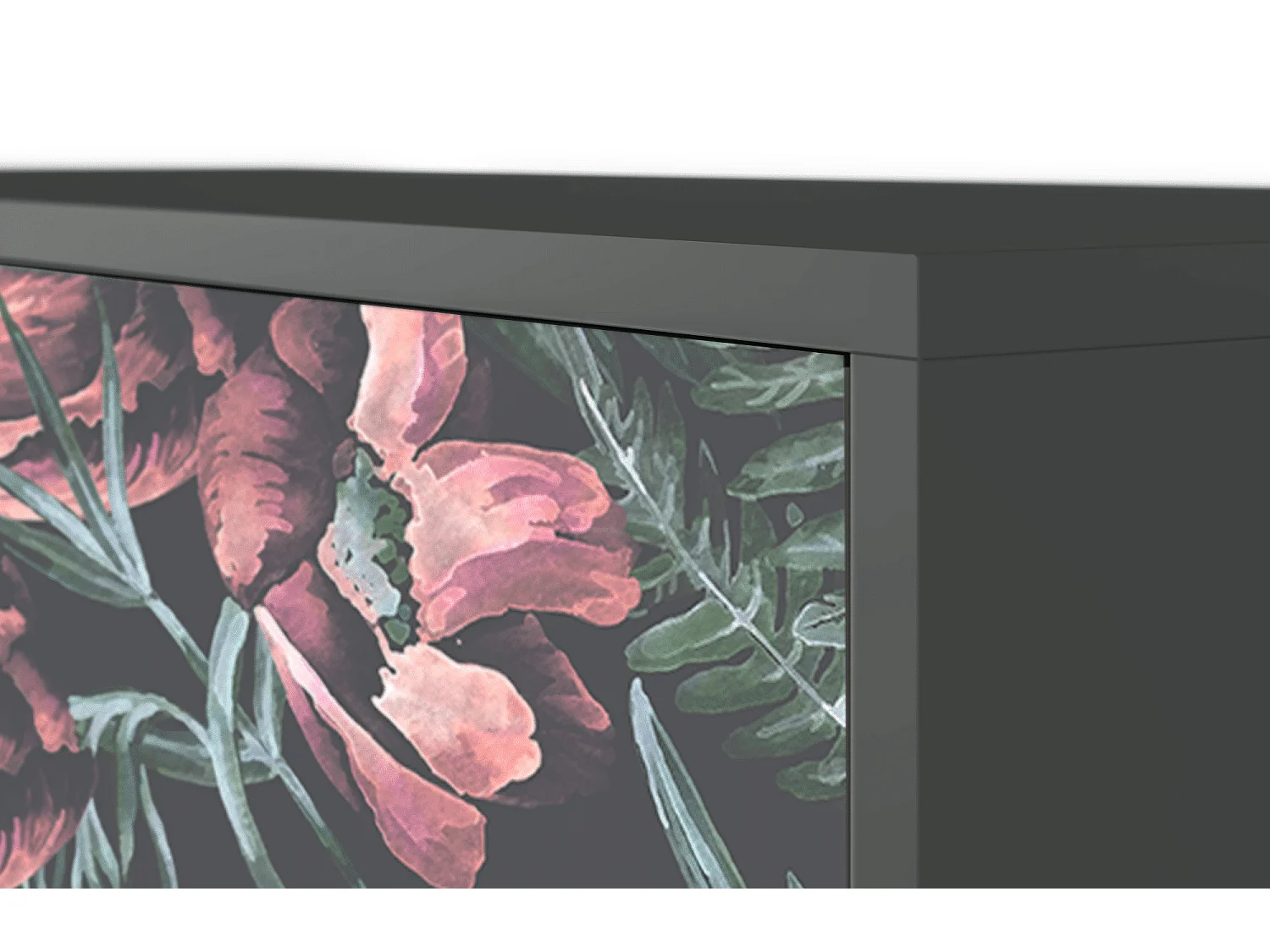 Kredens - 115х84х41 cm - S3 - Dark Peonies, Antracyt