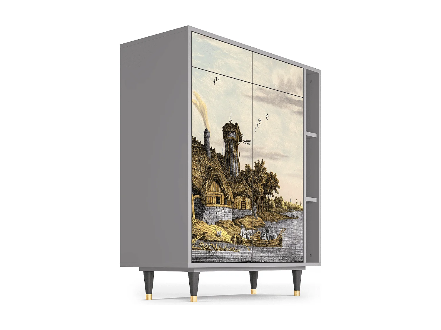 Sideboard - 96х110х41 cm - BS6 - Mill along a River, Grau