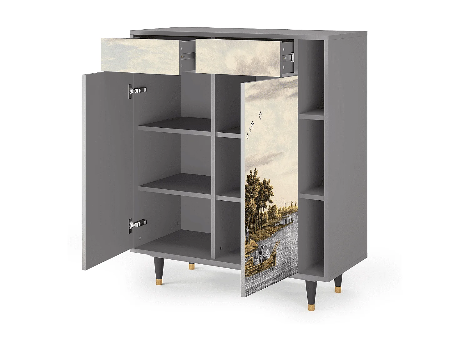 Sideboard - 96х110х41 cm - BS6 - Mill along a River, Grau