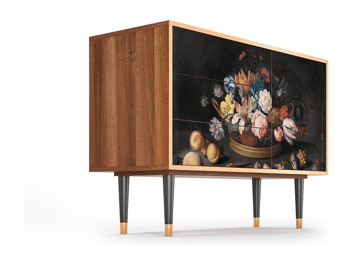 Sideboard - 115х84х41 cm - S3 - Still Life with Flowers, Walnuss