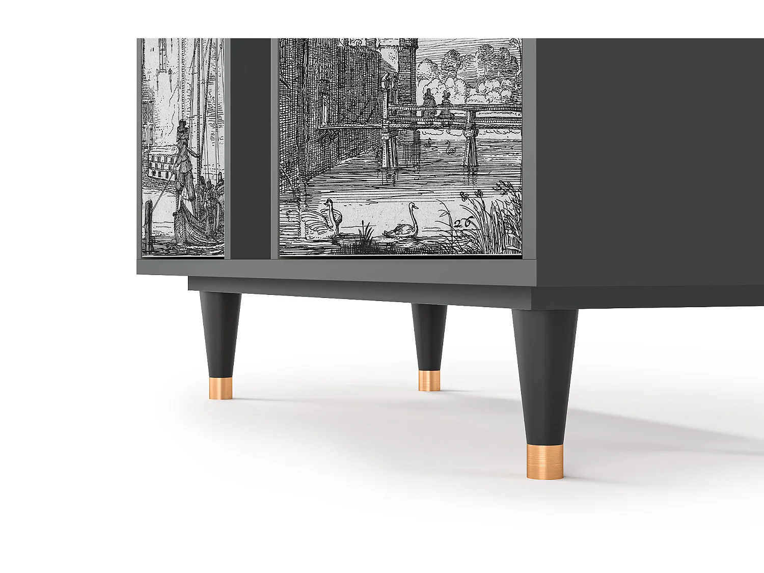 Kredens - 94х96х41 cm - BS5 - Castle with Bridge, Antracyt