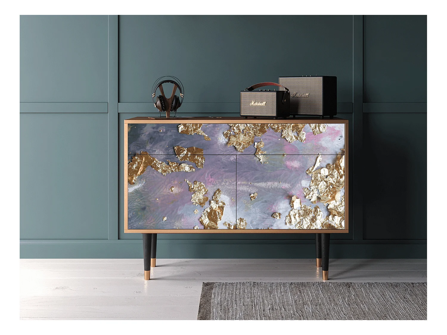 Sideboard - 115x85x48 cm - BS4 - Lovely Cornflowers, Walnuss