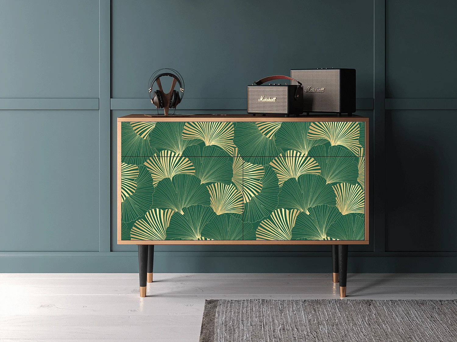 Dressoir - 115x85x48 cm - BS4 - Gold Ginkgo, Walnoot