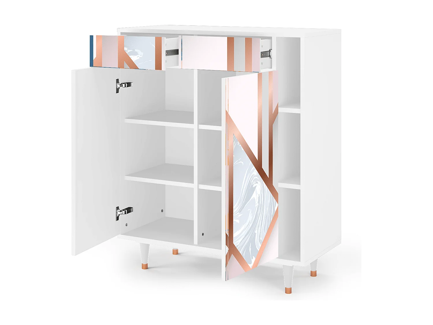 Kredens - 96х110х41 cm - BS6 - Champagne Story, Biały