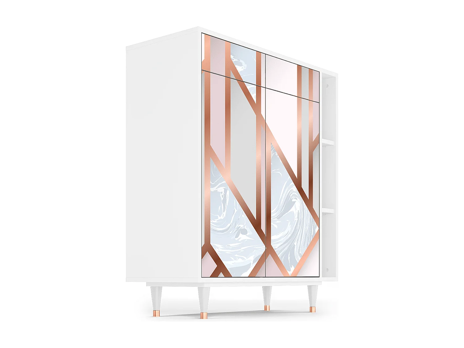 Kredens - 96х110х41 cm - BS6 - Champagne Story, Biały