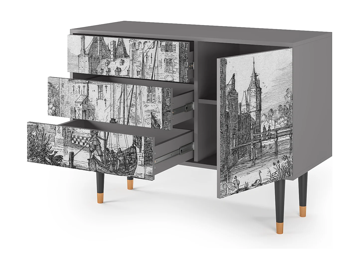 Buffet - 115х84х41 cm - S3 - Castle with Bridge, Gris
