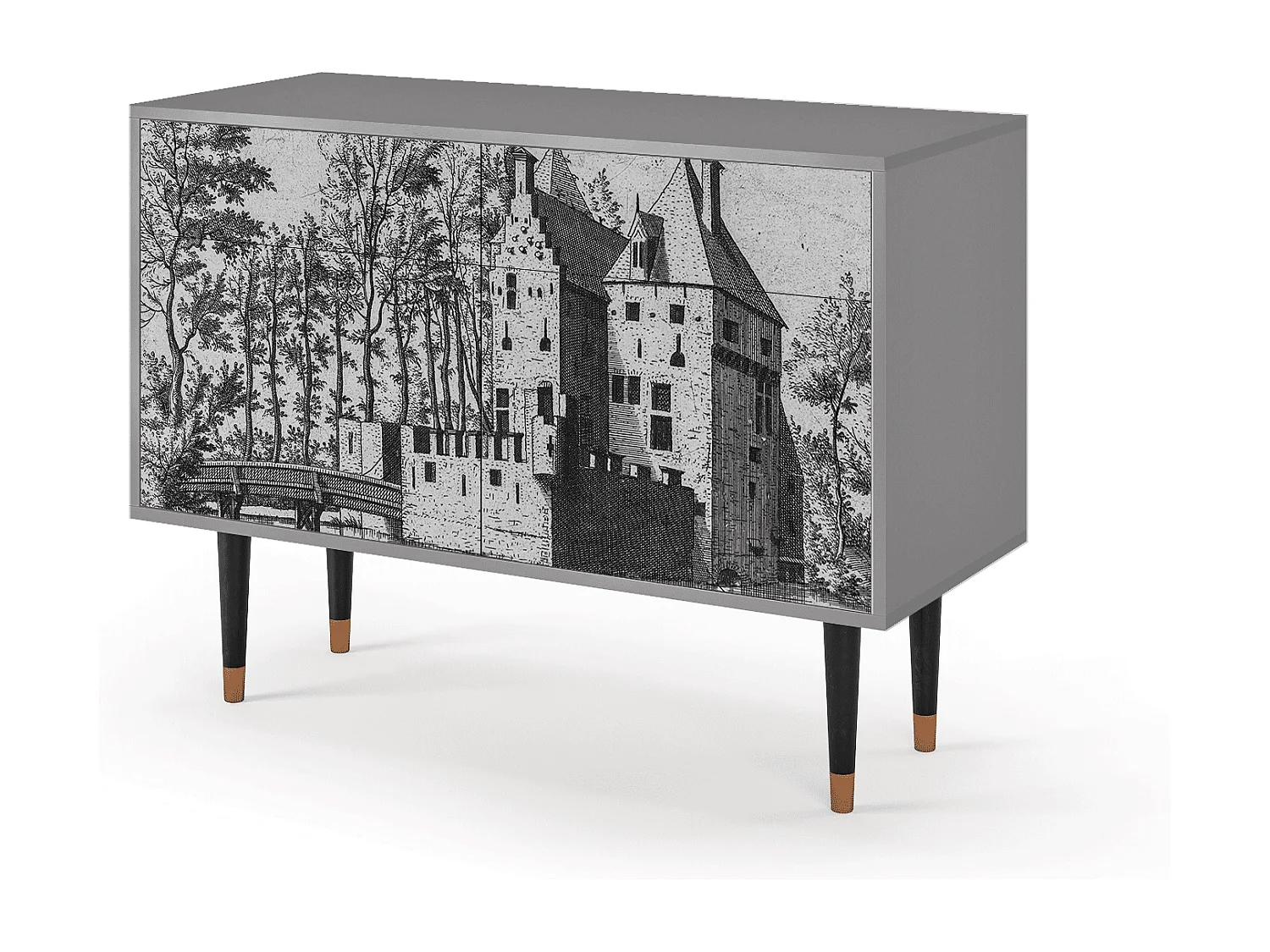 Buffet - 115x85x48 cm - BS4 - Castle with Bridge, Gris