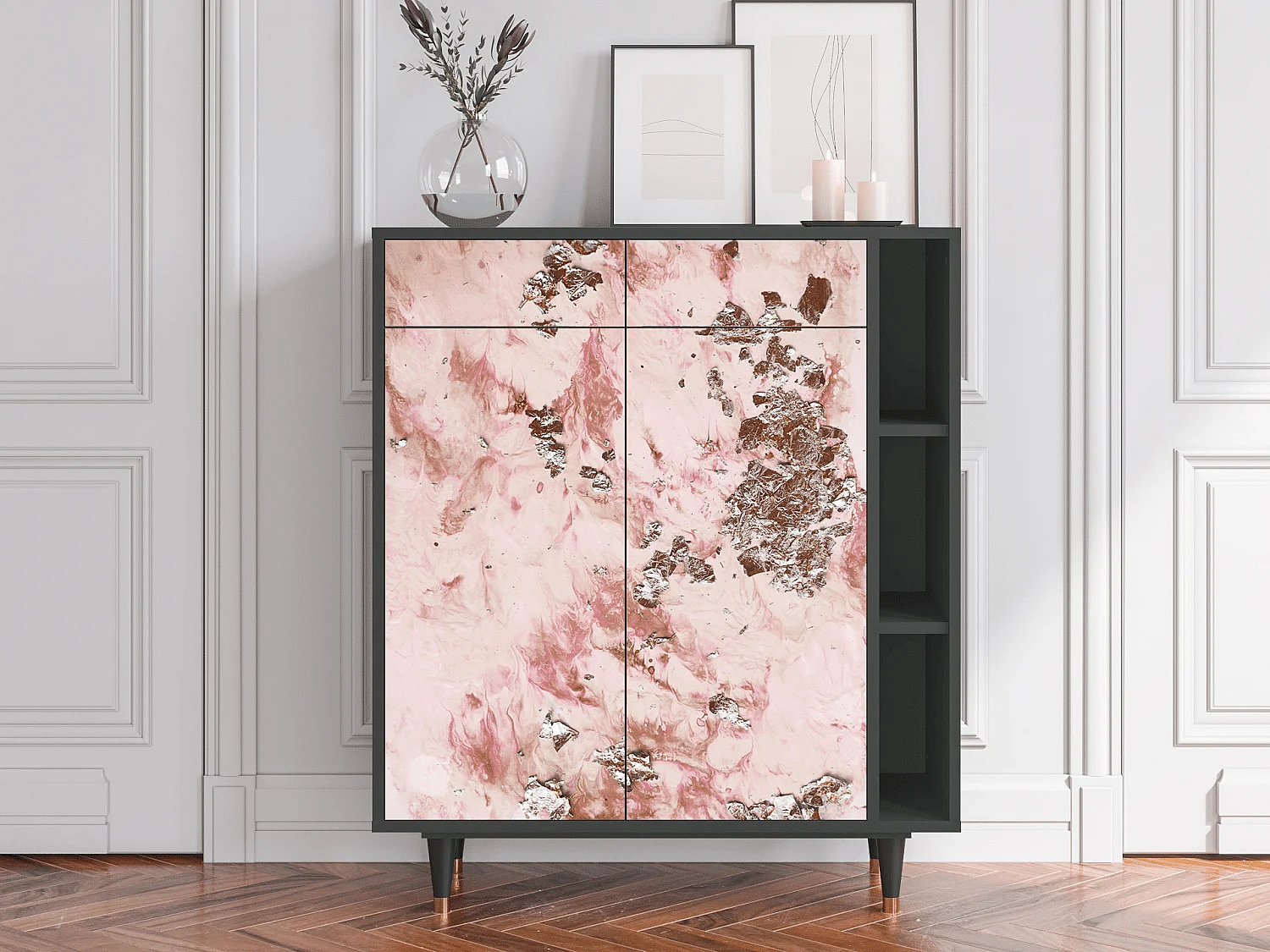Credenza - 96х110х41 cm - BS6 - Cotton Candy, Antracite