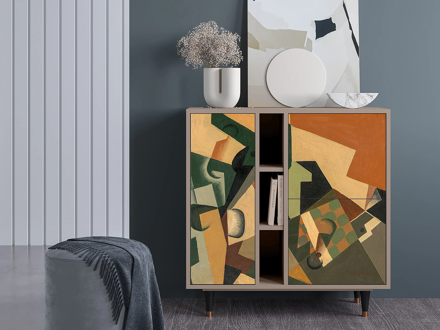 Aparador - 94х96х41 cm - BS5 - Glass and Checkerboard, Latte