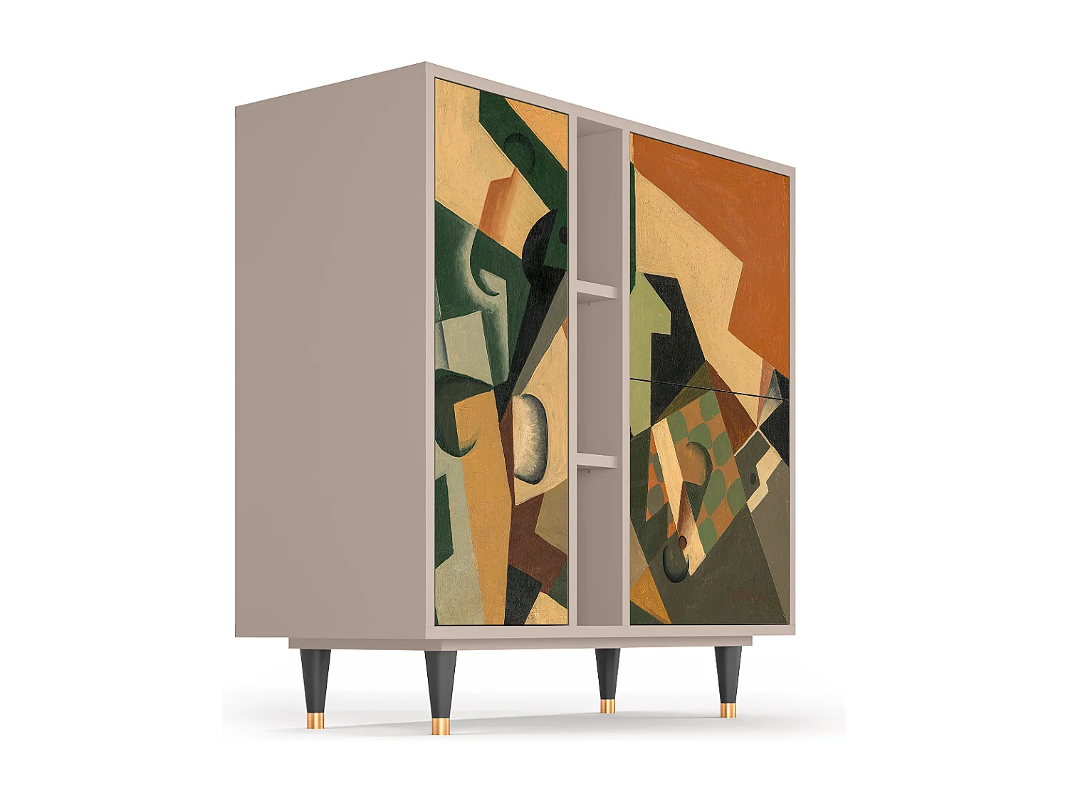 Aparador - 94х96х41 cm - BS5 - Glass and Checkerboard, Latte