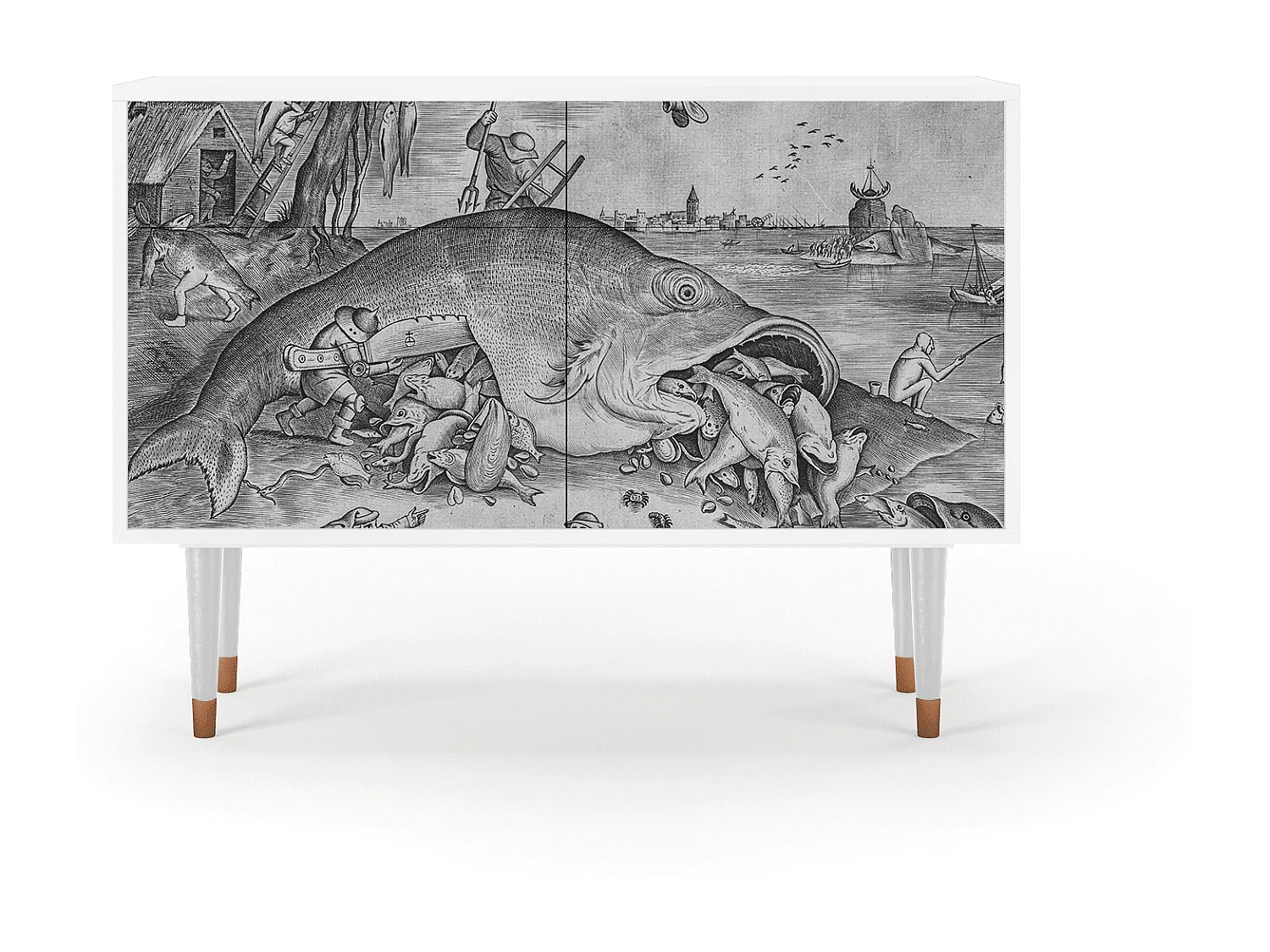 Kredens - 115x85x48 cm - BS4 - Big Fish Eat Little, Biały