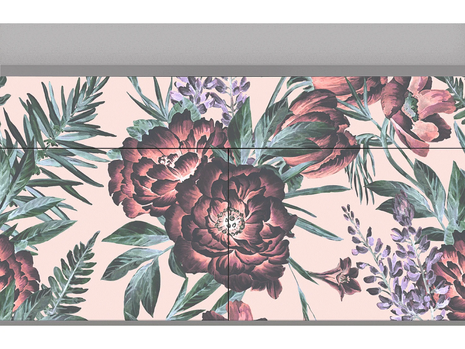 Kredens - 115x85x48 cm - BS4 - Peach Peonies, Szary