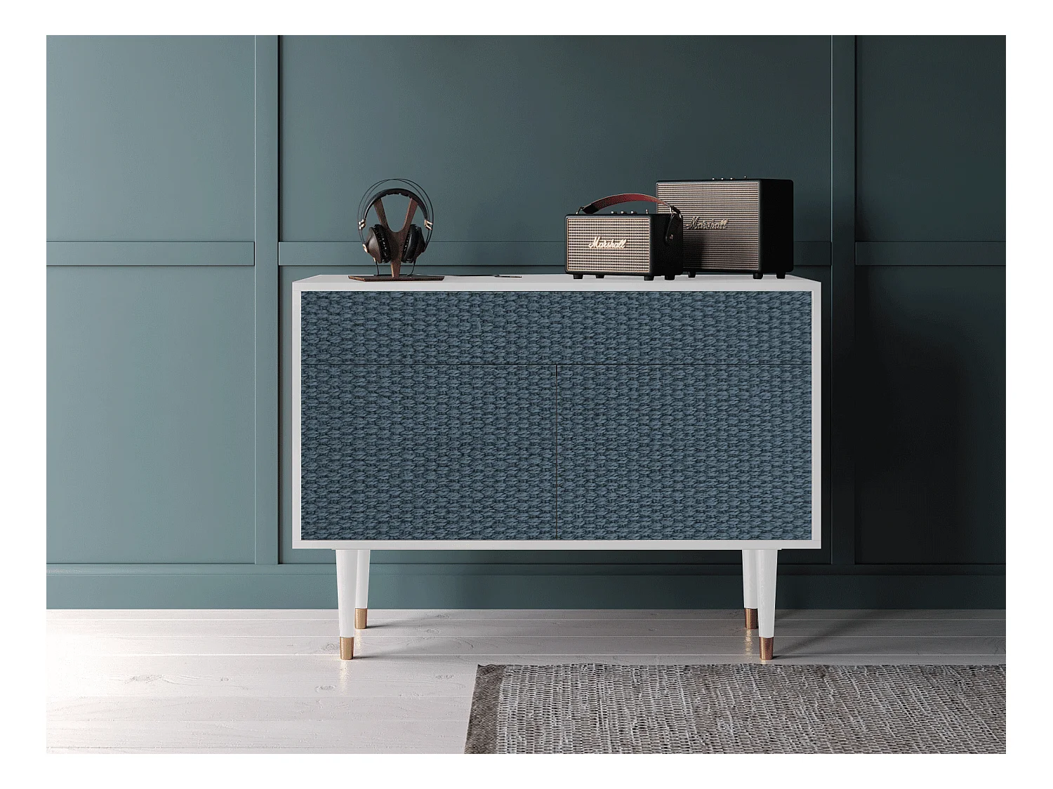 Buffet - 115x85x48 cm - BS4 - Knitted Pattern, Blanc