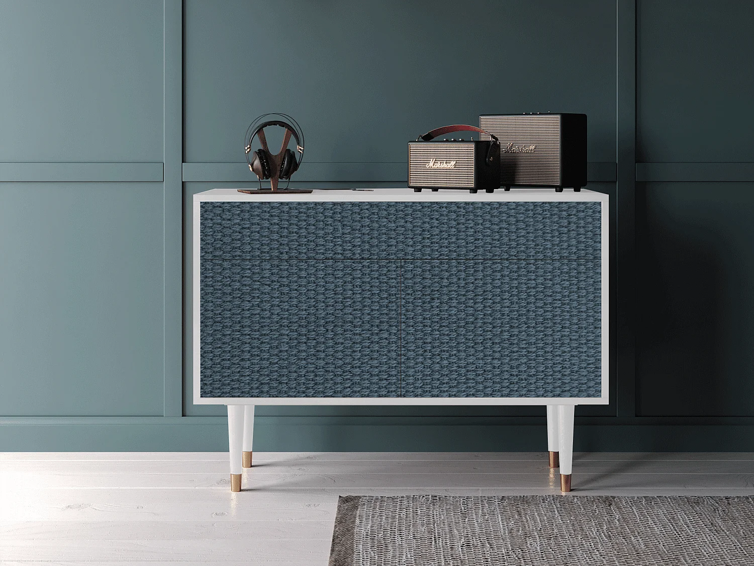 Buffet - 115x85x48 cm - BS4 - Knitted Pattern, Blanc