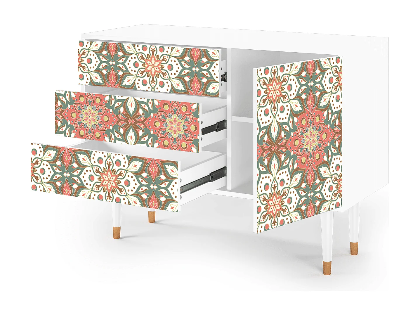 Kredens - 115х84х41 cm - S3 - Peach Grove, Biały