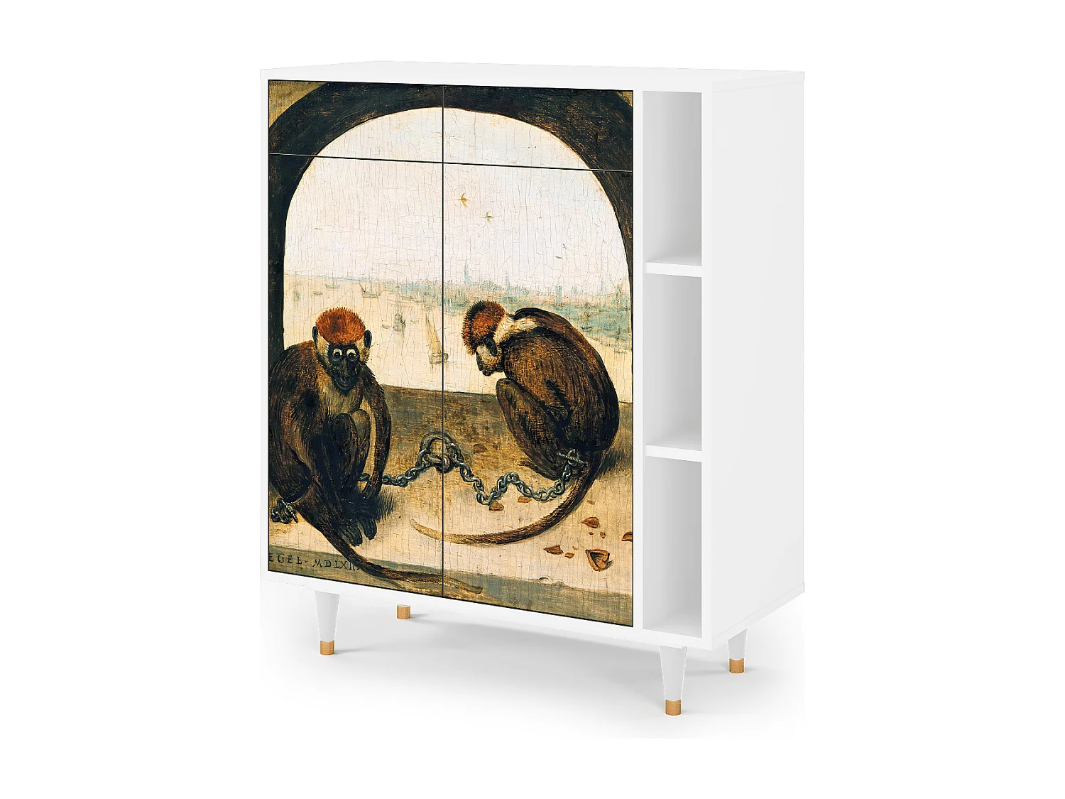 Kredens - 96х110х41 cm - BS6 - Two Monkeys, Biały