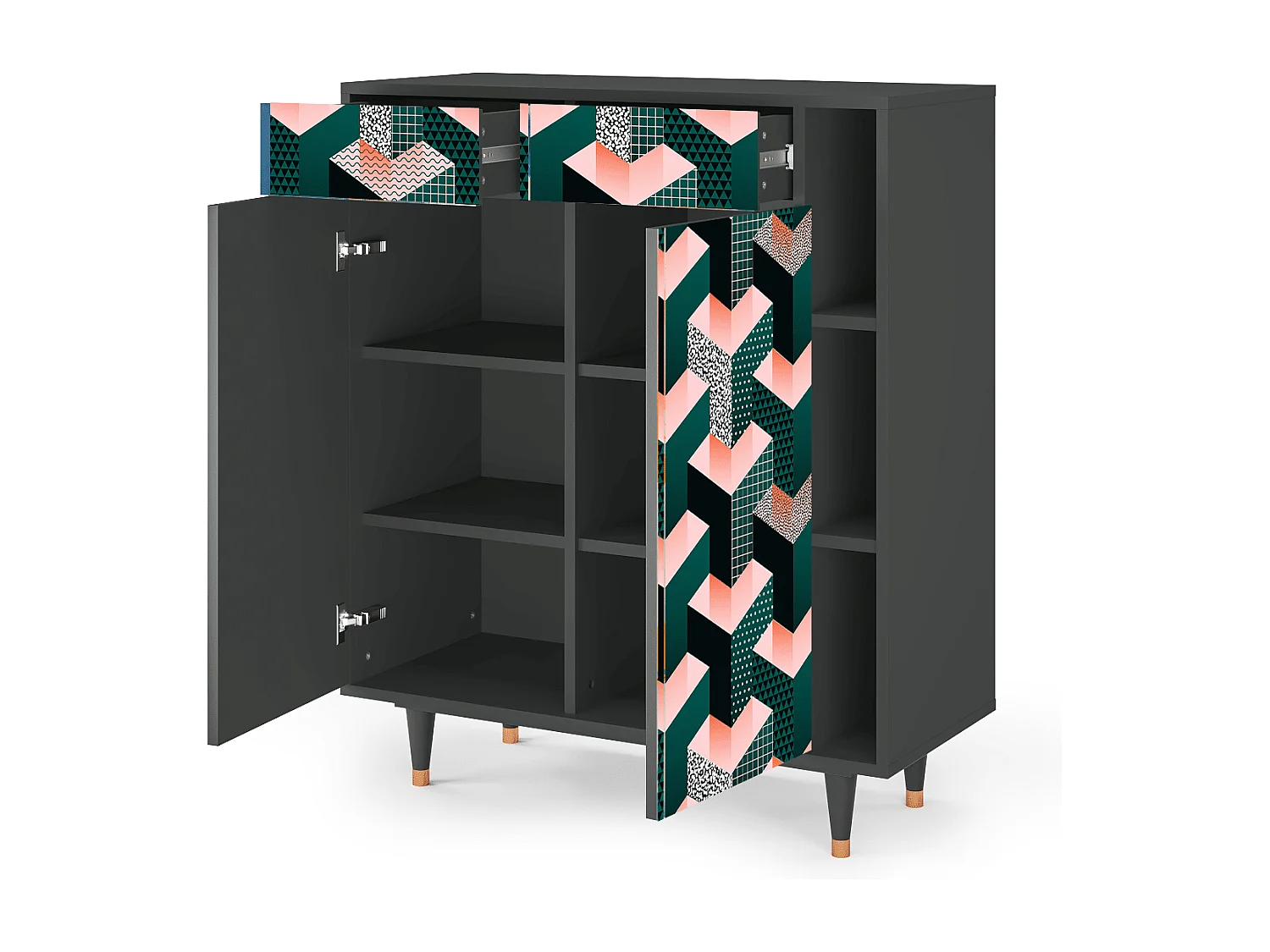 Buffet - 96х110х41 cm - BS6 - Geometric Madness, Anthracite