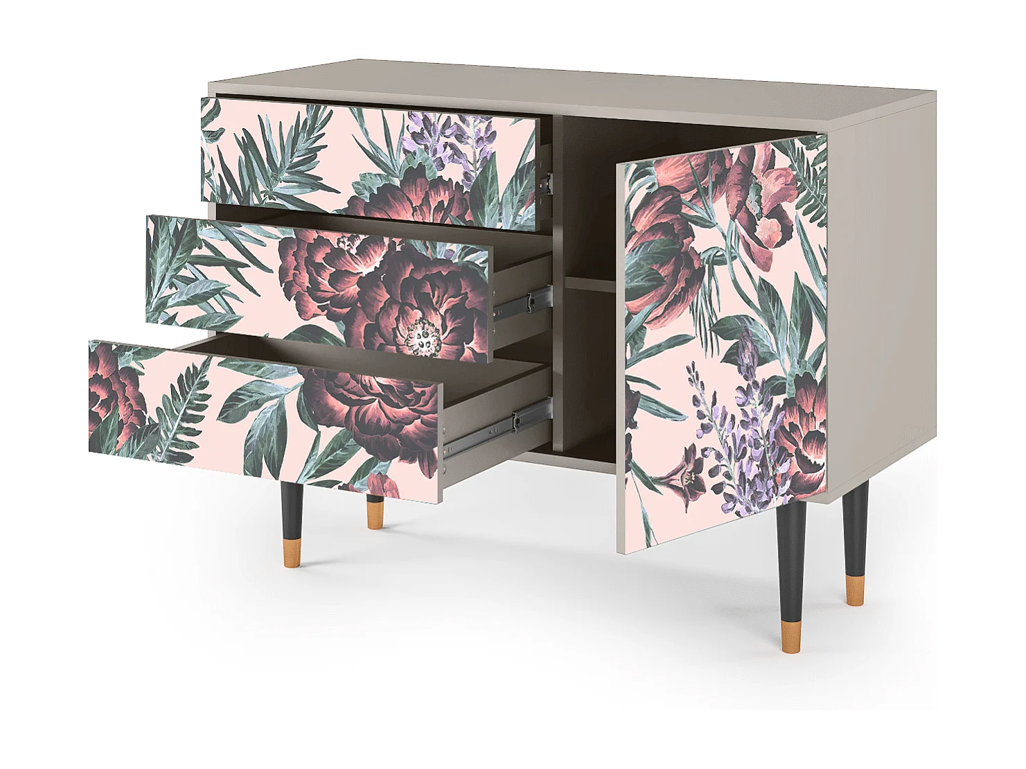 Aparador - 115х84х41 cm - S3 - Peach Peonies, Arena