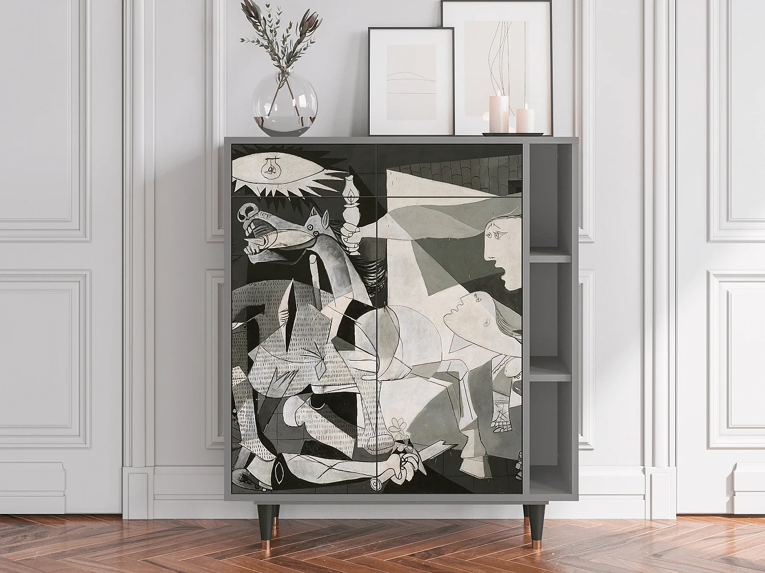Kredens - 96х110х41 cm - BS6 - Guernica by Picasso, Szary