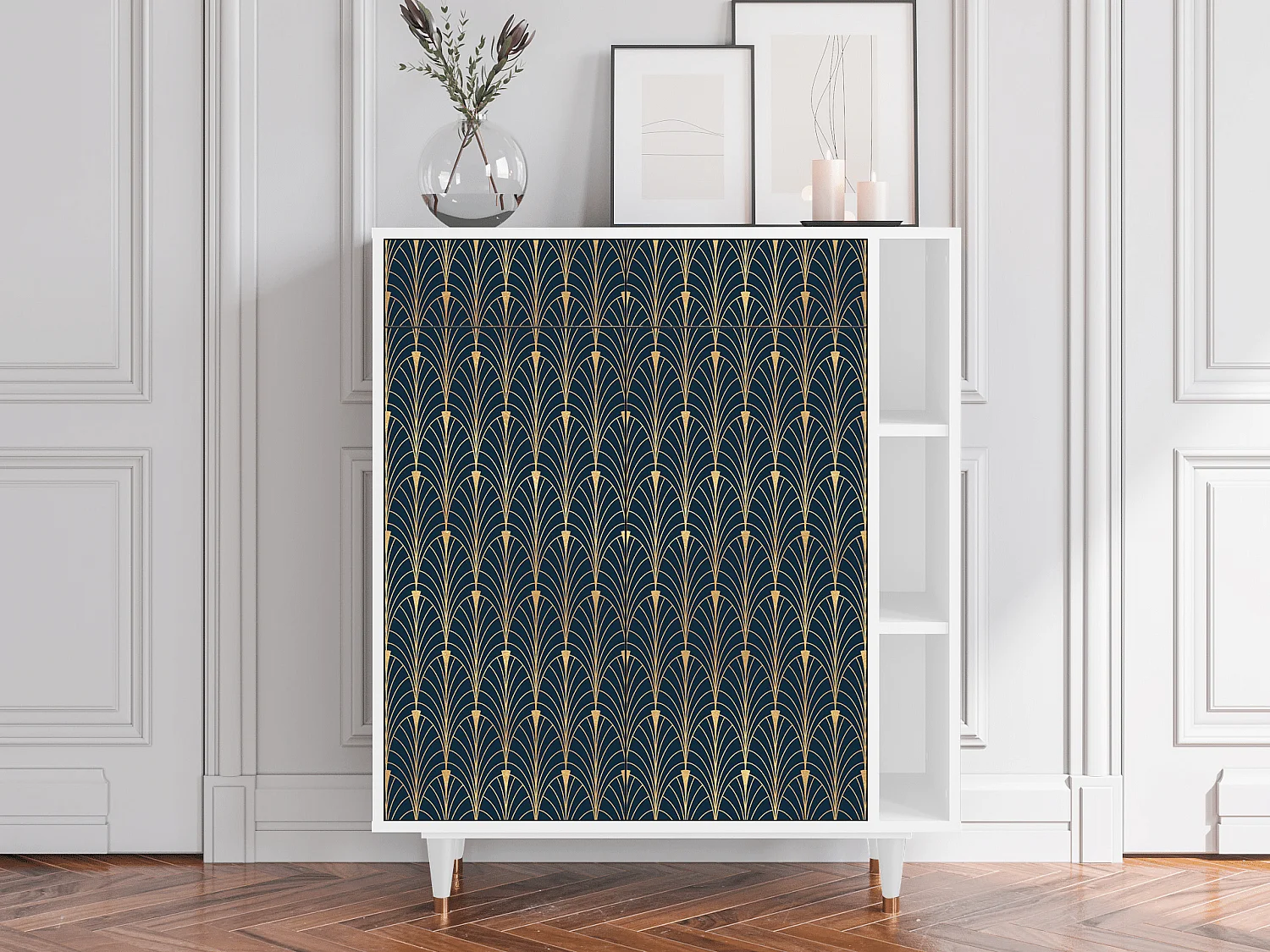 Kredens - 96х110х41 cm - BS6 - Flower of the Nile, Biały