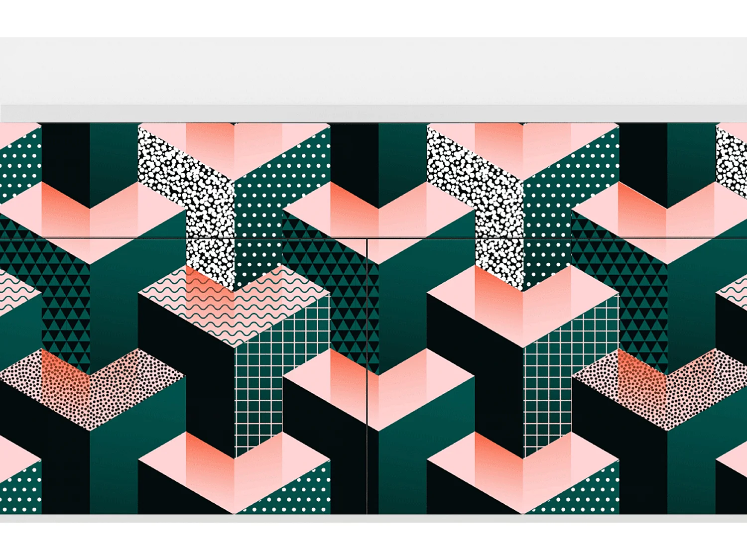 Sideboard - 115x85x48 cm - BS4 - Geometric Madness, Weiß