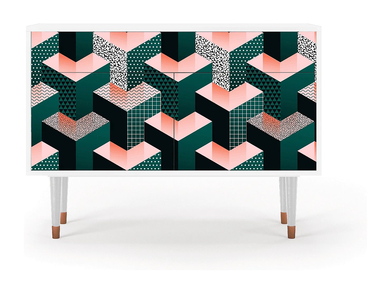 Kredens - 115x85x48 cm - BS4 - Geometric Madness, Biały