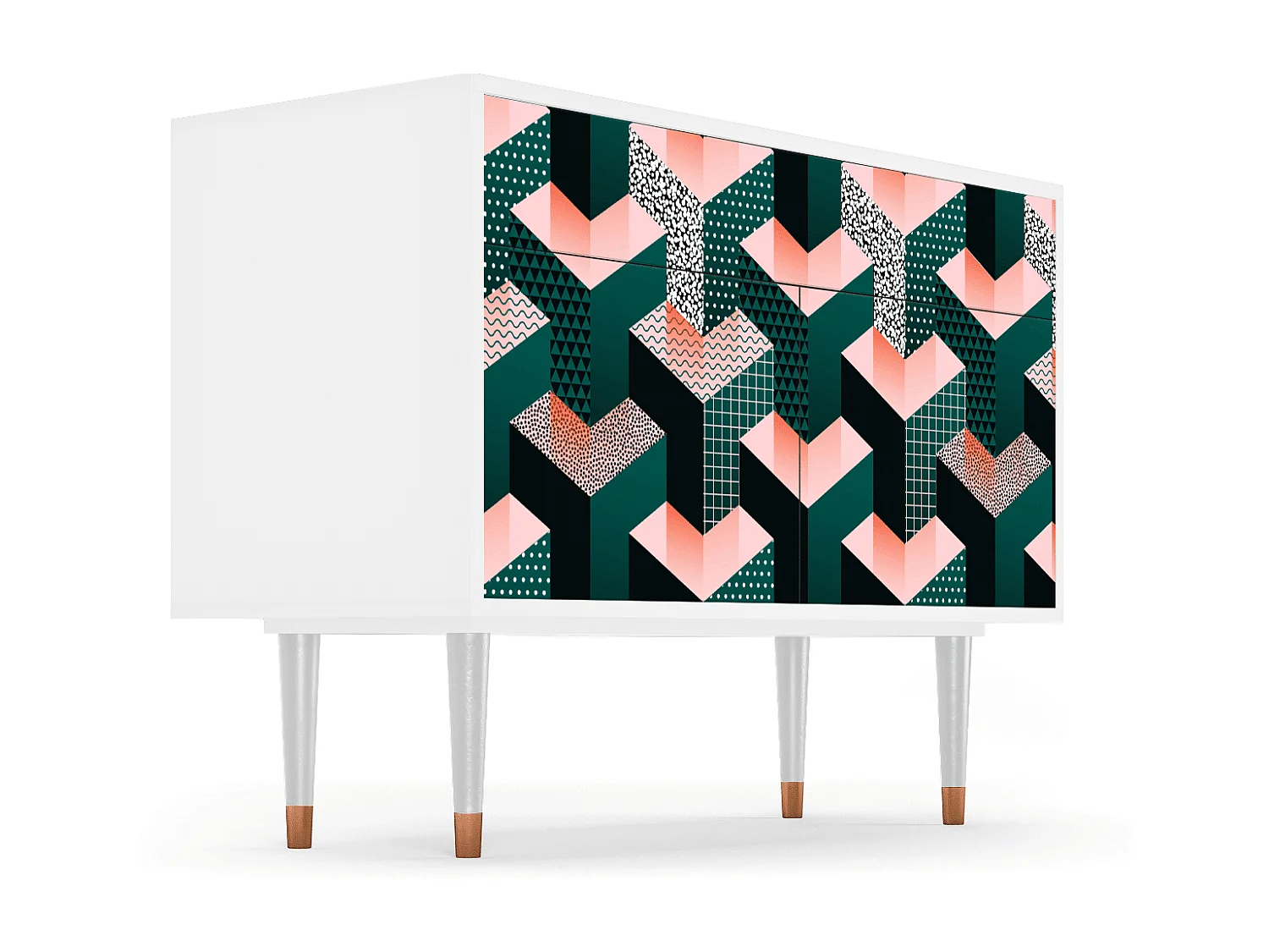 Kredens - 115x85x48 cm - BS4 - Geometric Madness, Biały