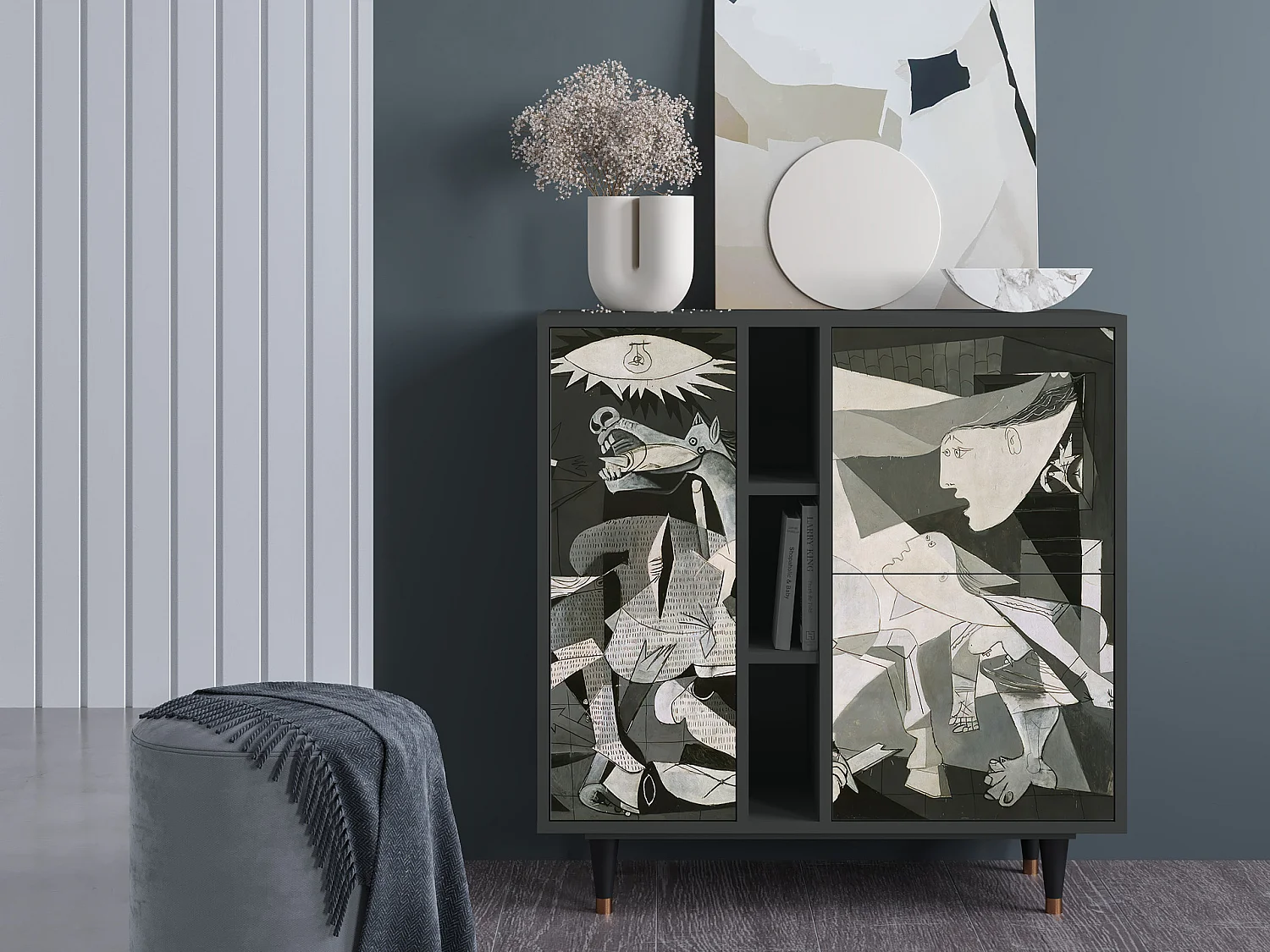 Kredens - 94х96х41 cm - BS5 - Guernica by Picasso, Antracyt