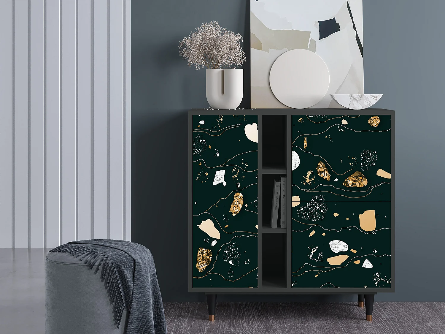 Kredens - 94х96х41 cm - BS5 - Space Rocks, Antracyt