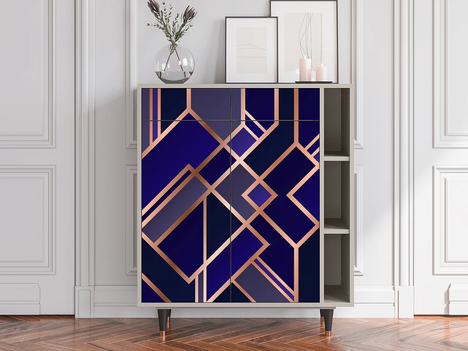 Kredens - 96х110х41 cm - BS6 - Aquamarine Getsby, Piaskowy