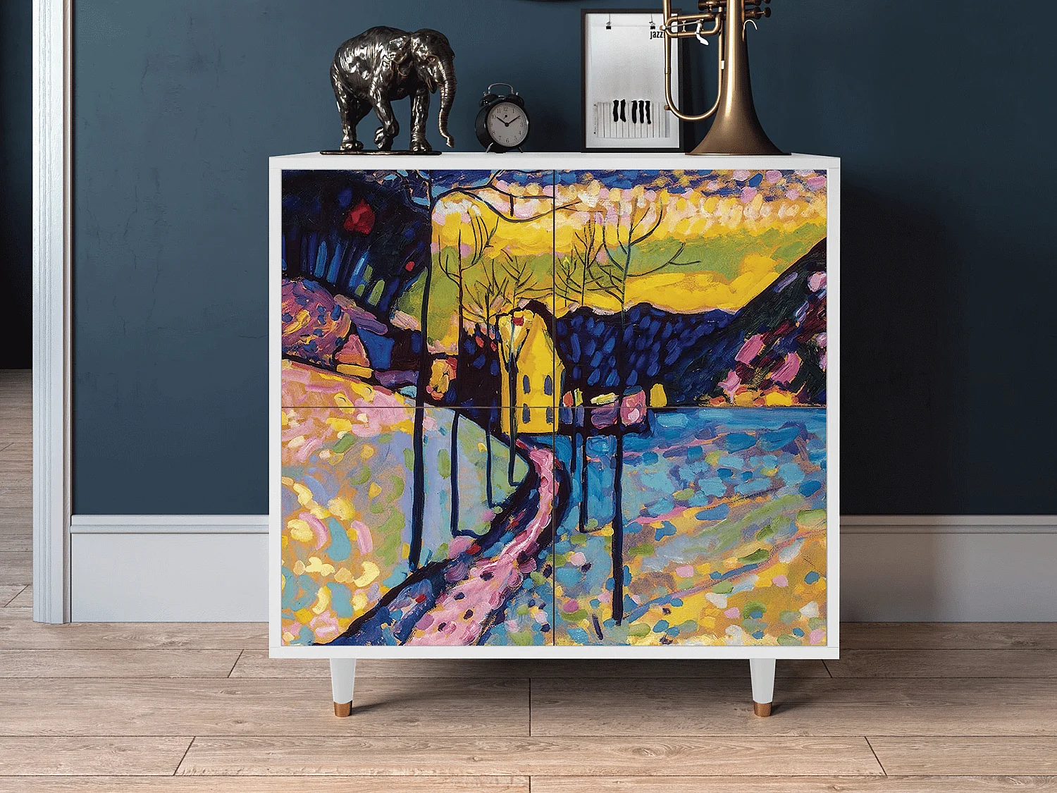 Kredens - 94x96x48 cm - BS3 - Winter Landscape, Biały