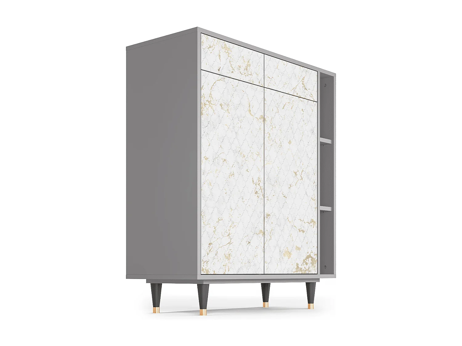 Kredens - 96х110х41 cm - BS6 - Sweet Cotton, Szary