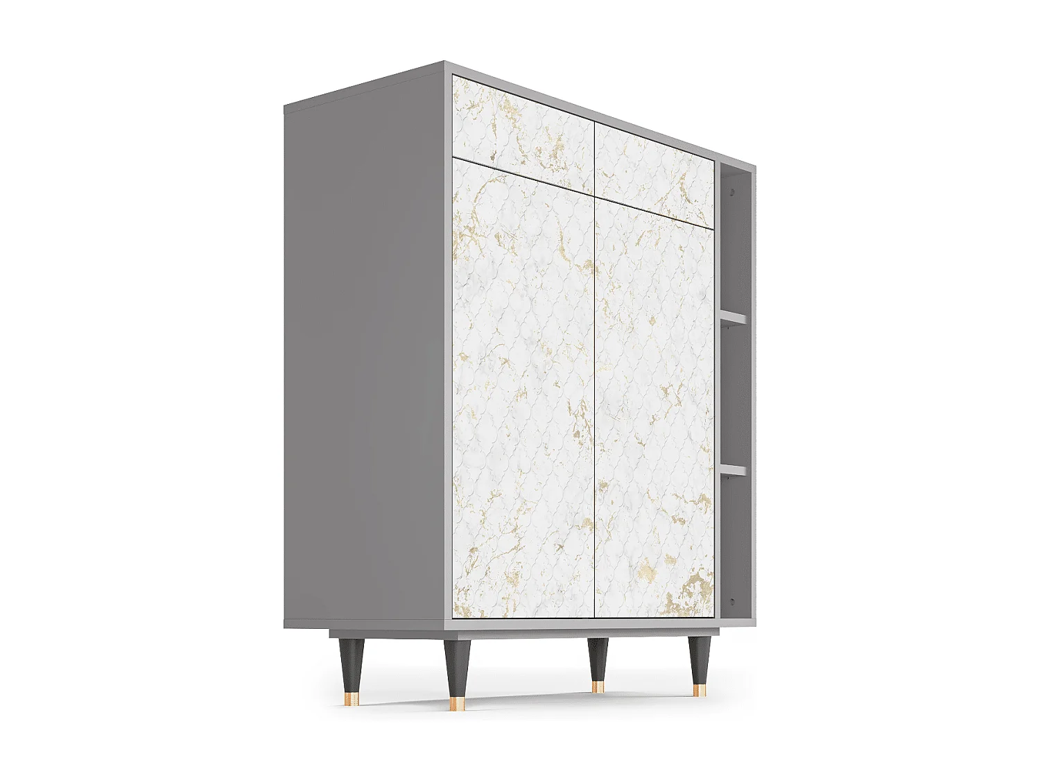 Kredens - 96х110х41 cm - BS6 - Sweet Cotton, Szary