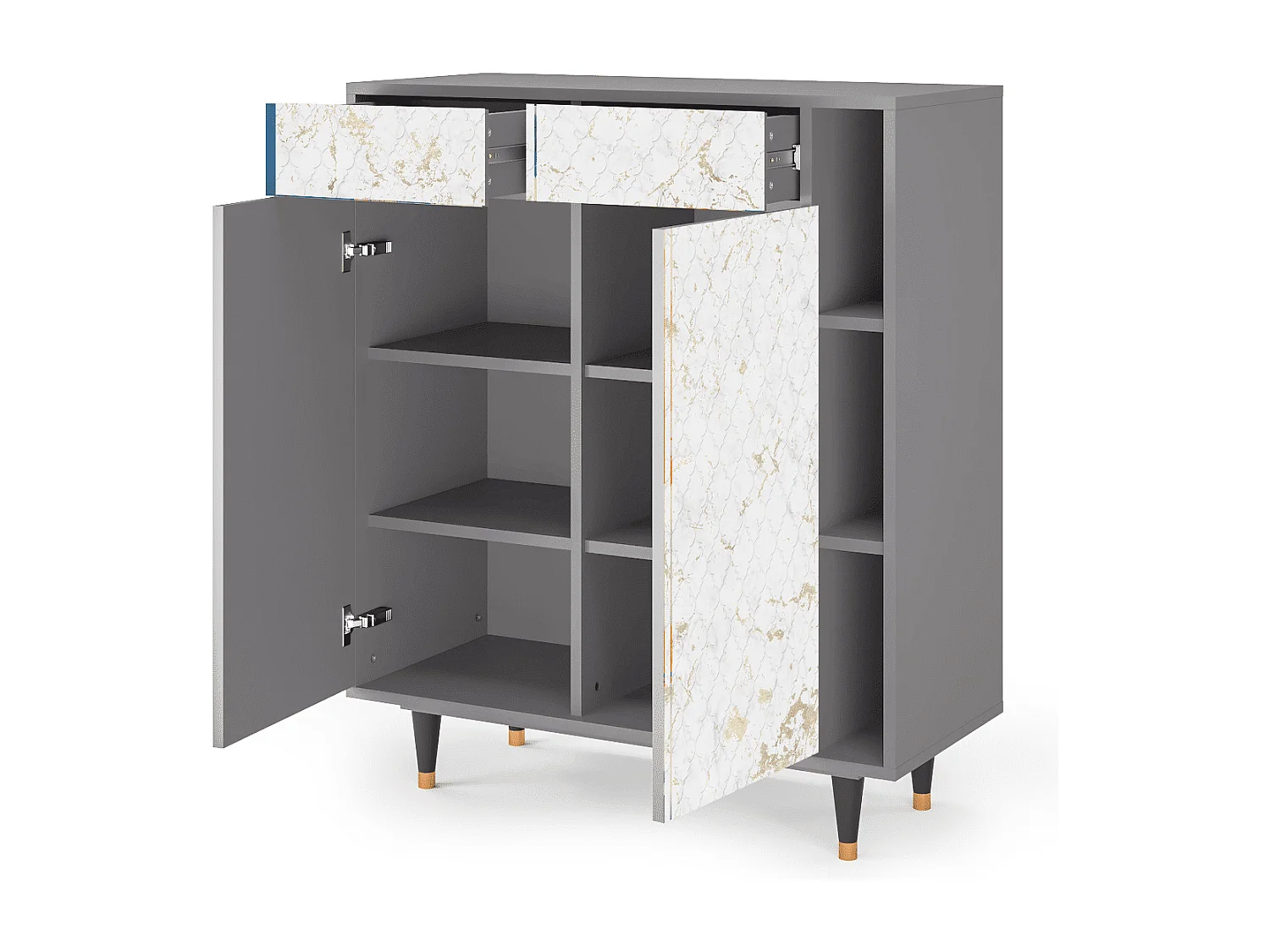 Kredens - 96х110х41 cm - BS6 - Sweet Cotton, Szary