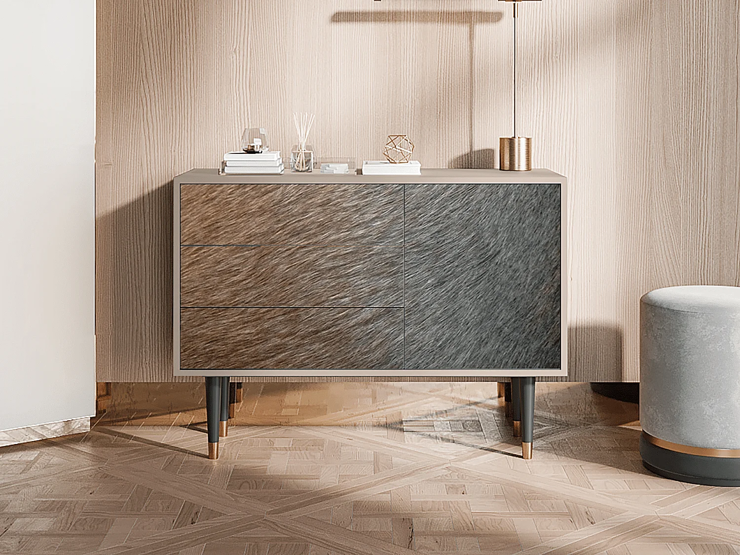 Kredens - 115х84х41 cm - S3 - Peanut Hair, Latte