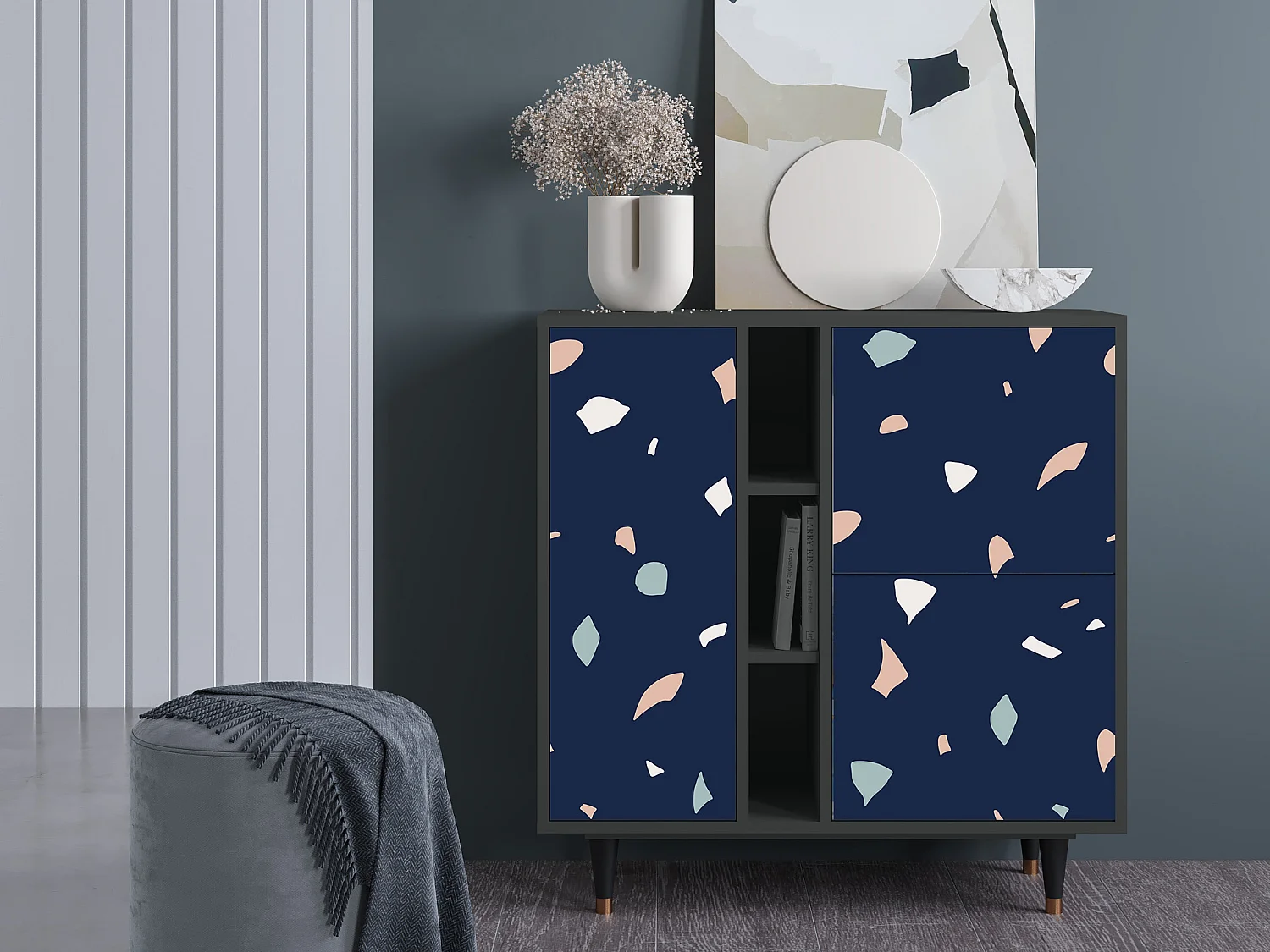 Kredens - 94х96х41 cm - BS5 - Space Satellites, Antracyt