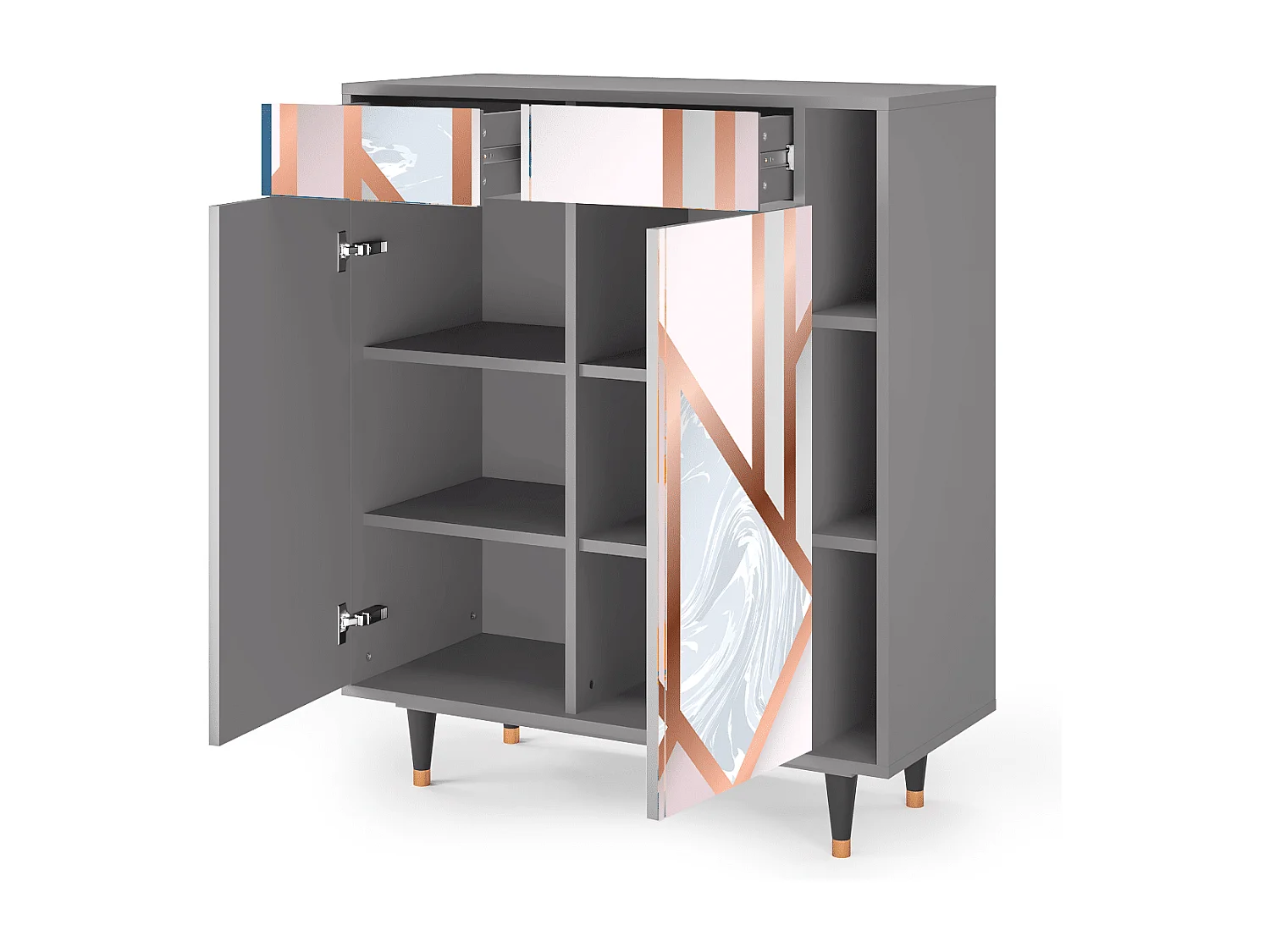 Kredens - 96х110х41 cm - BS6 - Champagne Story, Szary