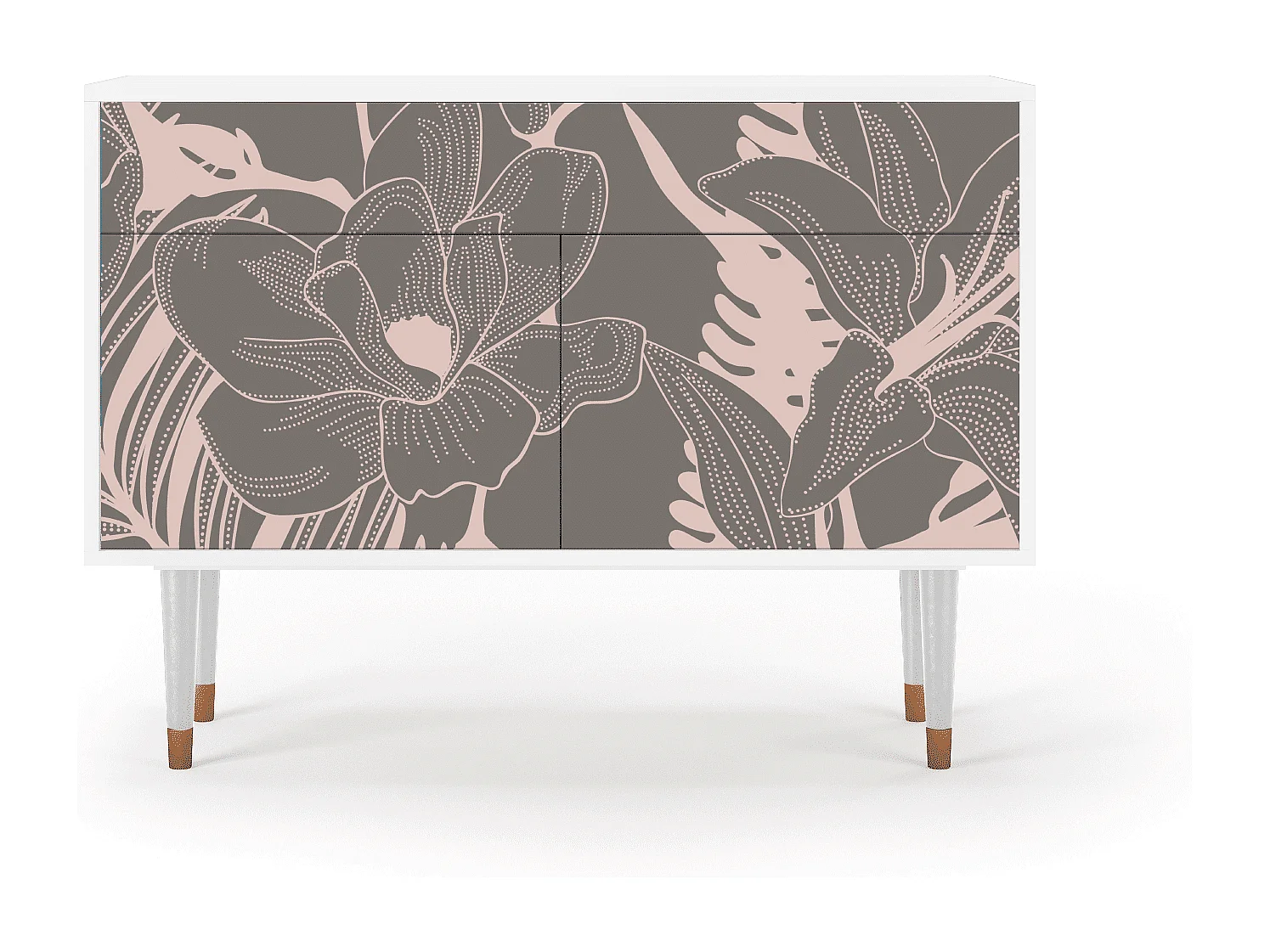 Kredens - 115x85x48 cm - BS4 - Issabelline Flower, Biały