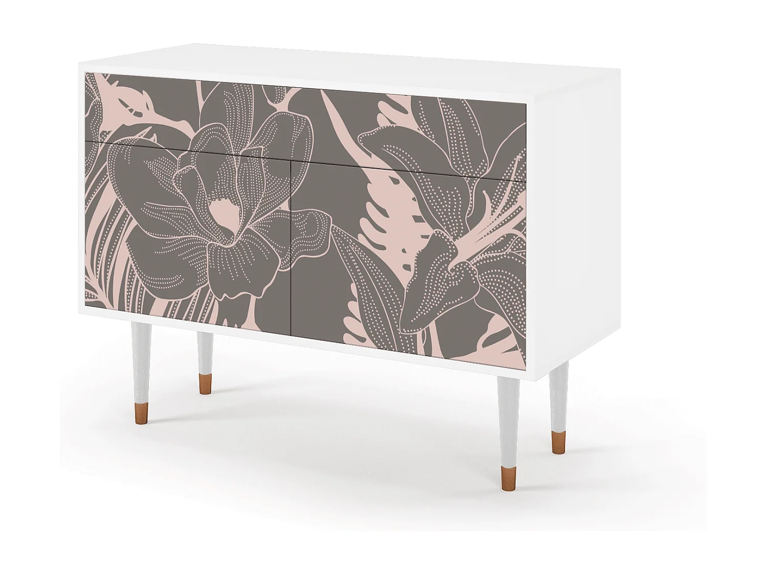 Credenza - 115x85x48 cm - BS4 - Issabelline Flower, Bianco