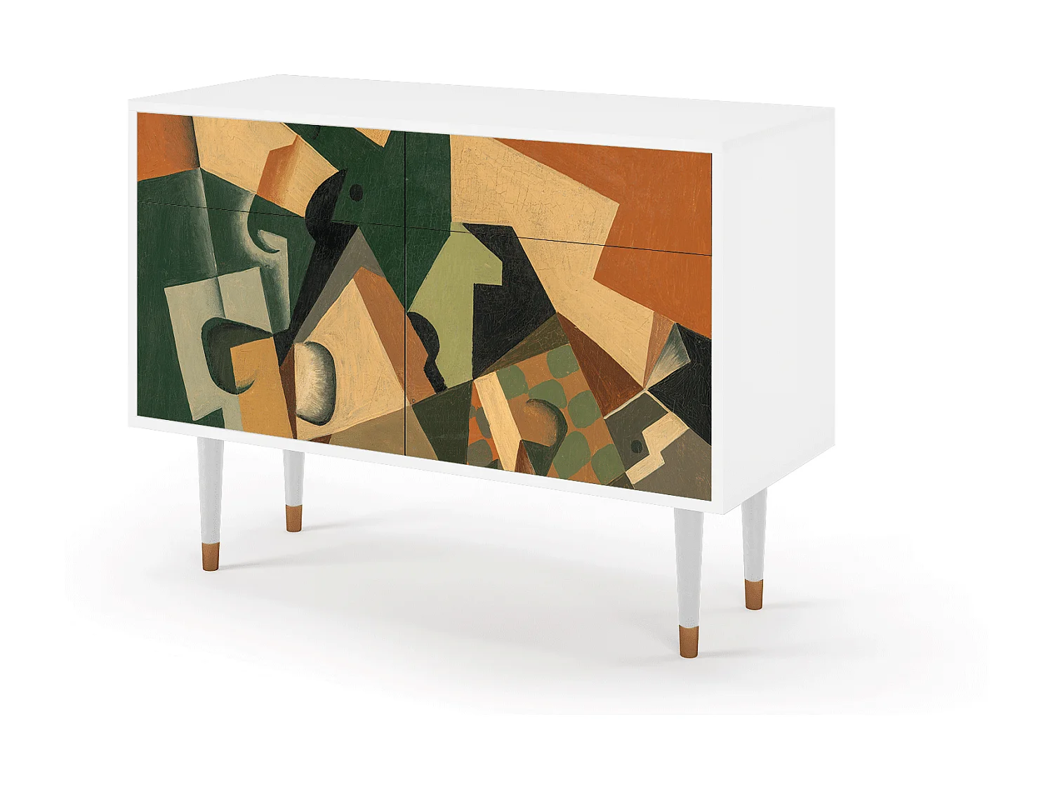 Buffet - 115x85x48 cm - BS4 - Glass and Checkerboard, Blanc