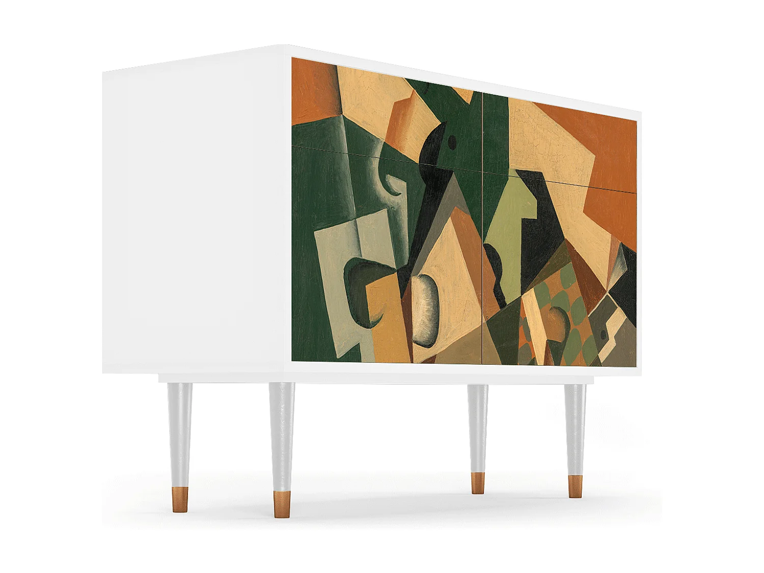 Aparador - 115x85x48 cm - BS4 - Glass and Checkerboard, Branco