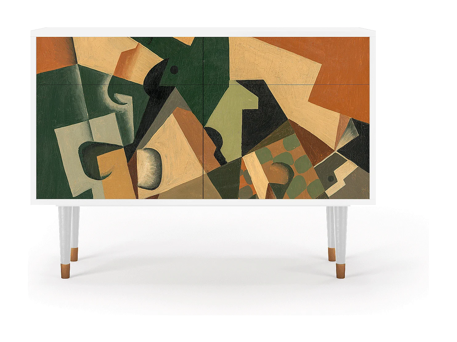 Buffet - 115x85x48 cm - BS4 - Glass and Checkerboard, Blanc