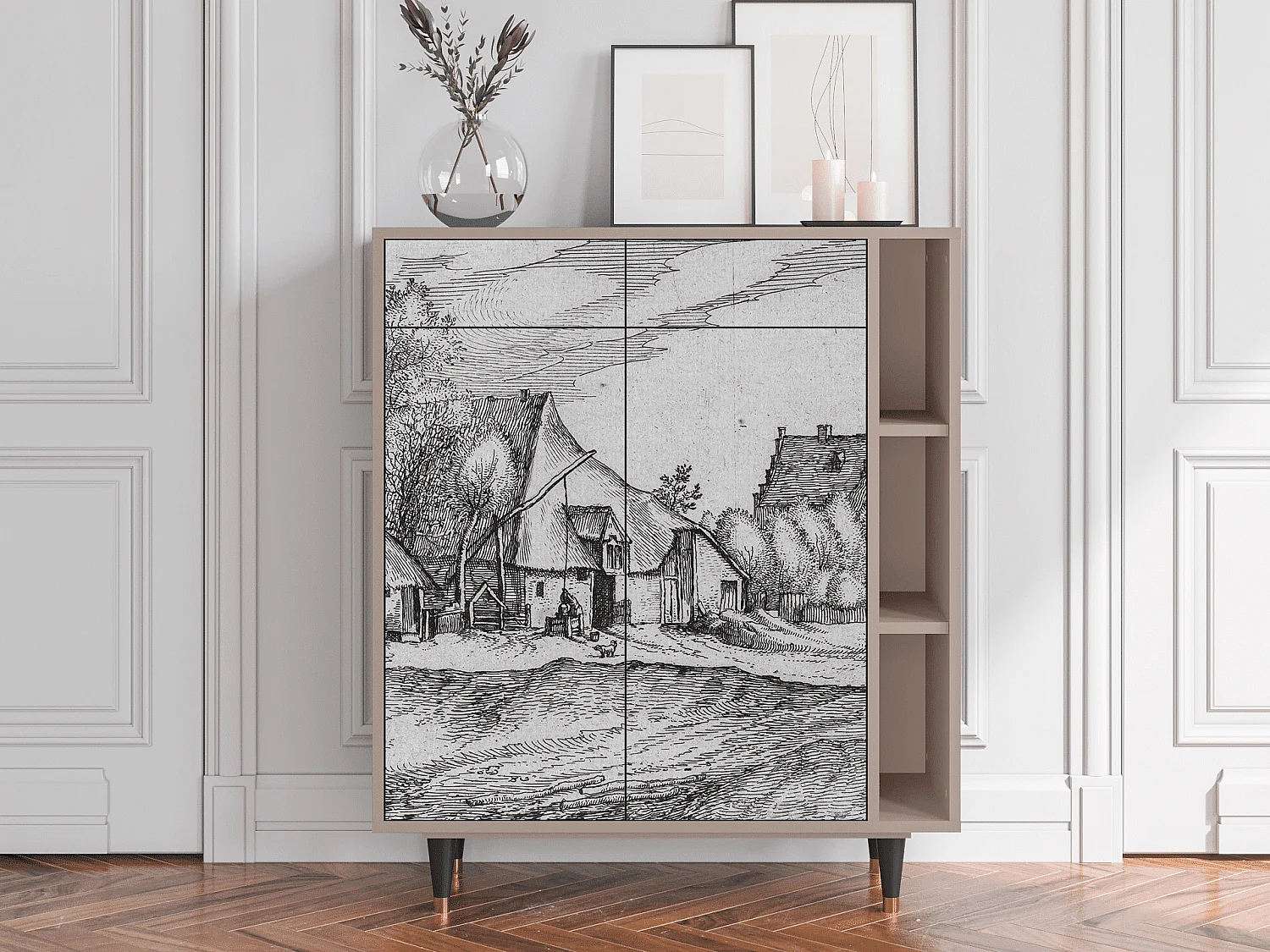 Credenza - 96х110х41 cm - BS6 - Farms in a Village, Latte