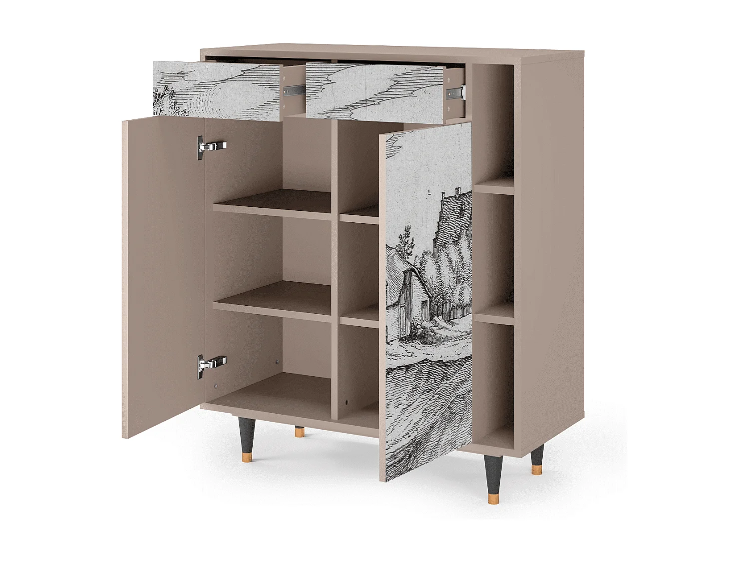 Credenza - 96х110х41 cm - BS6 - Farms in a Village, Latte