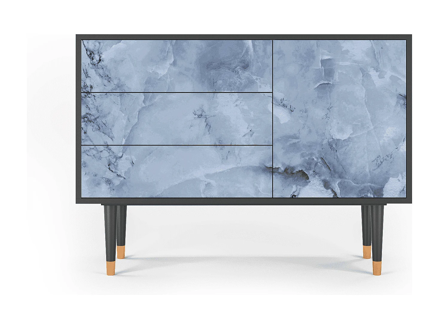 Kredens - 115х84х41 cm - S3 - Feather Ice, Antracyt