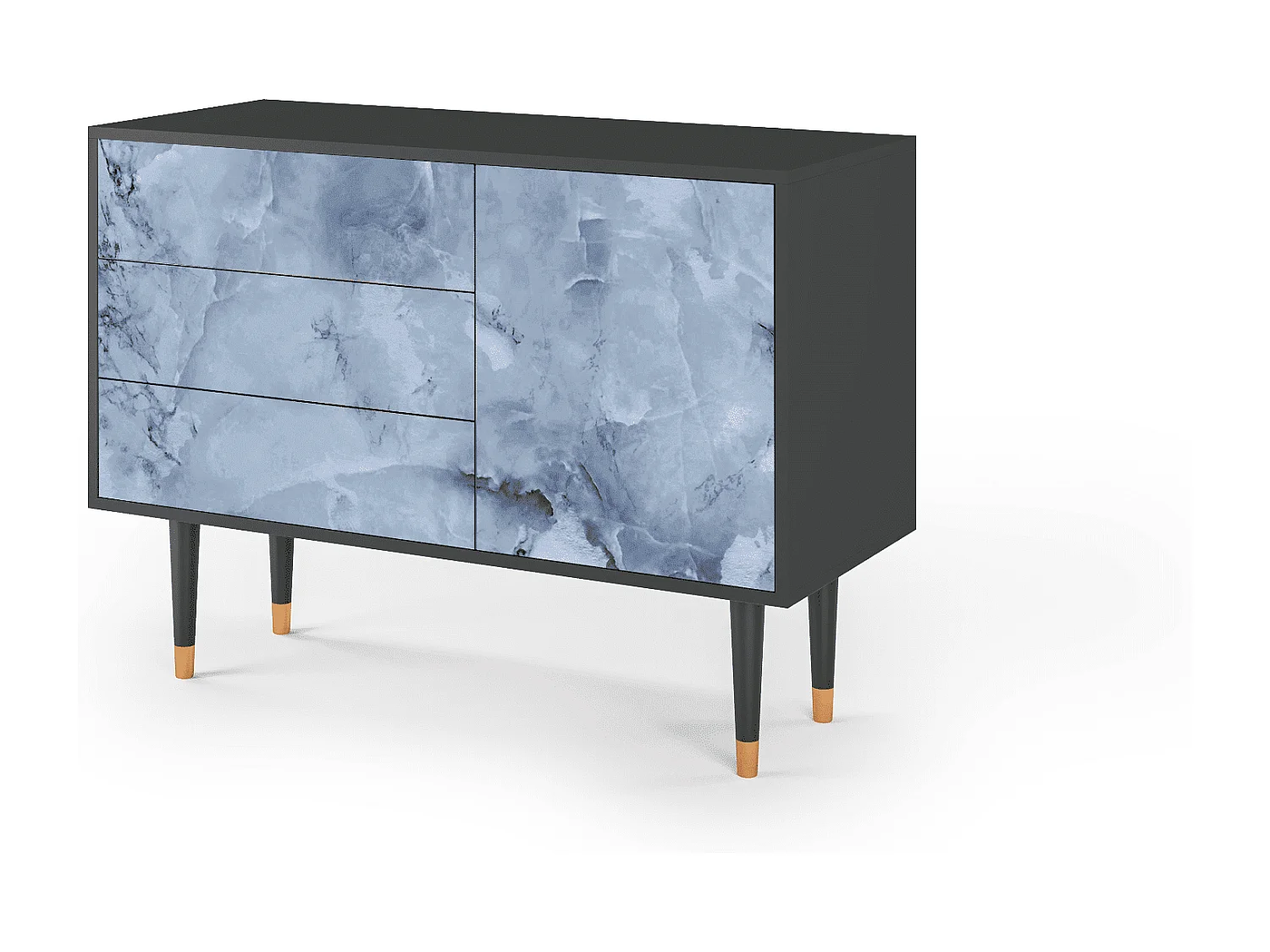 Kredens - 115х84х41 cm - S3 - Feather Ice, Antracyt