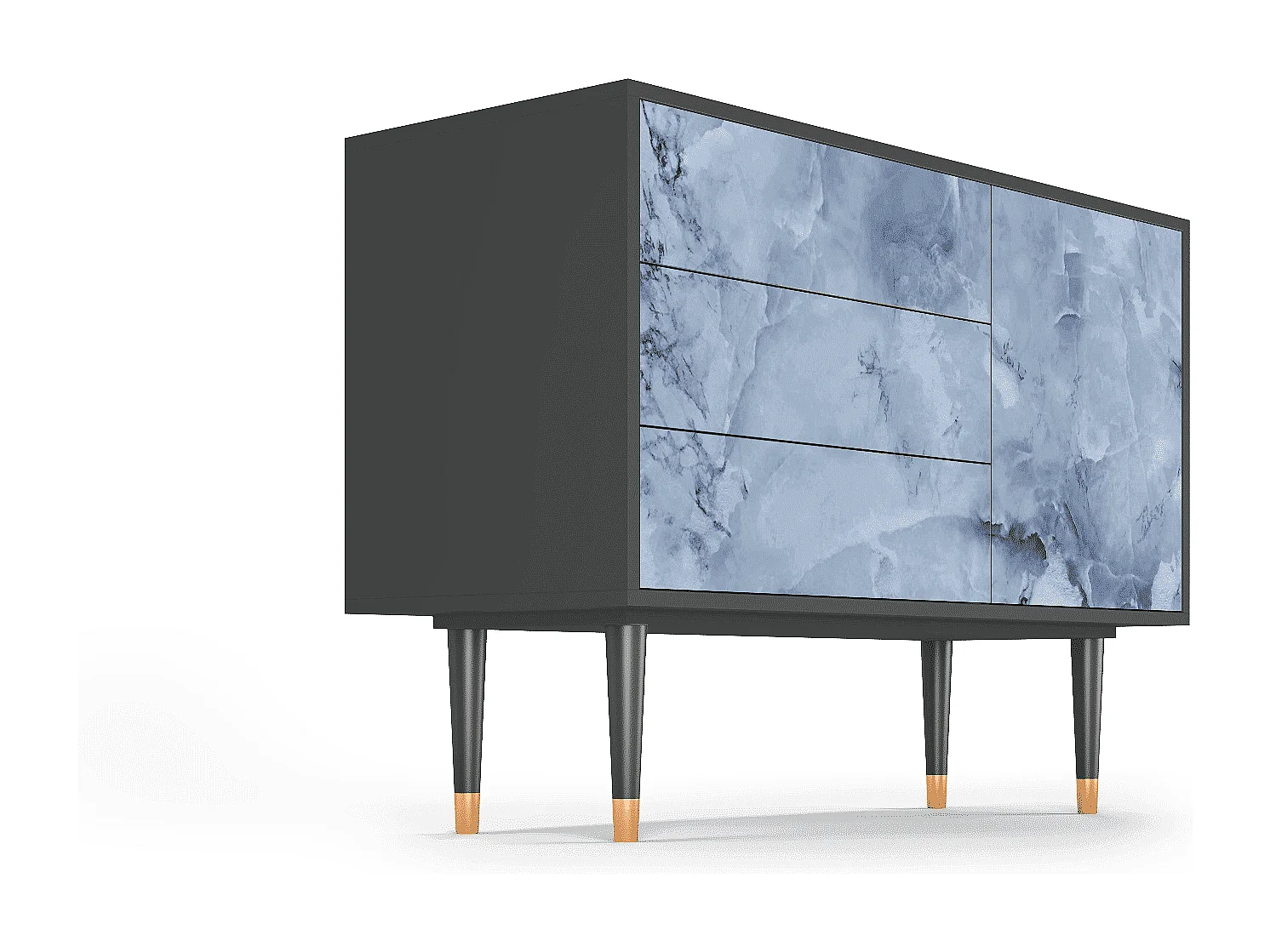 Kredens - 115х84х41 cm - S3 - Feather Ice, Antracyt